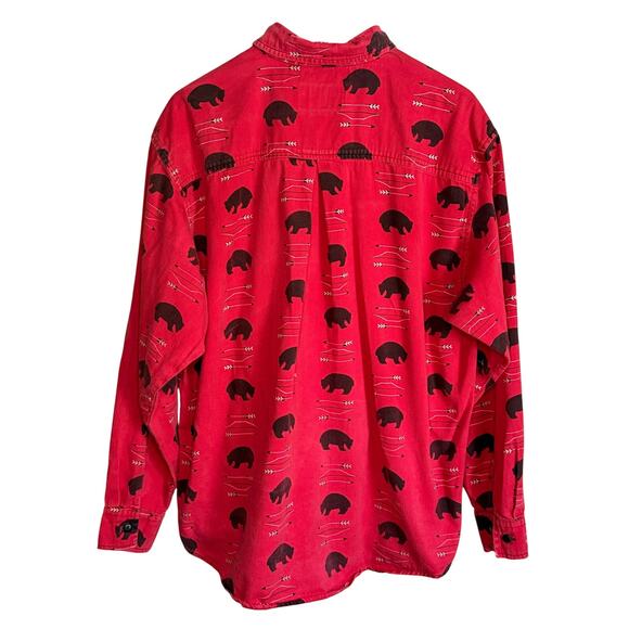 Vintage True Grit Shirt Mens Medum Red with Black Bears and Arrows Made In USA - Picture 2 of 5